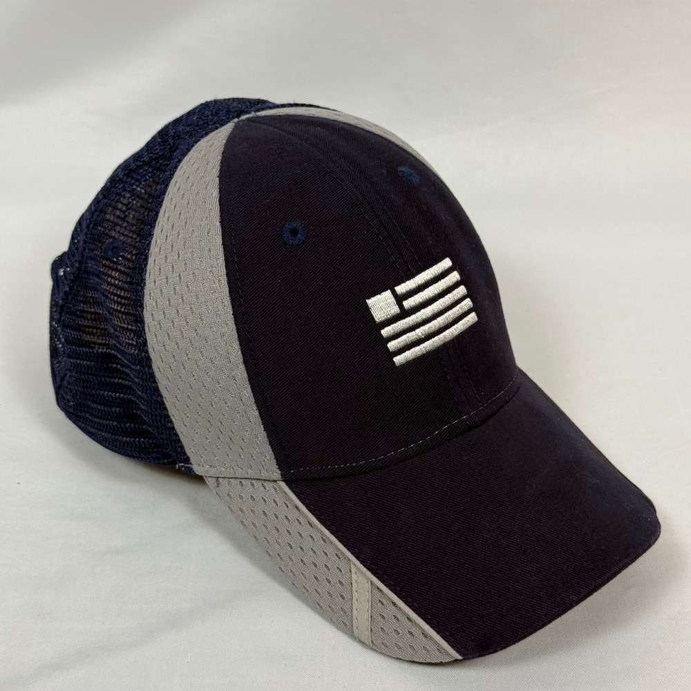 WearGuard For Work Navy Gray Mesh Trucker Hat American Flag Patch One Size